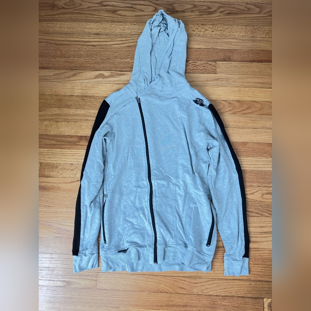 Men's Light Gray and Black Zip-Up Hoodie & Jogger Set